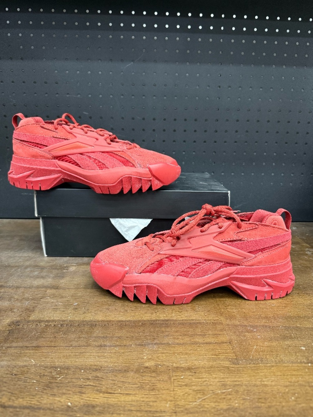 New W/ Box! Womens Reebok Club C Cardi B V2 Red Chunky Platform Sneakers Size 10